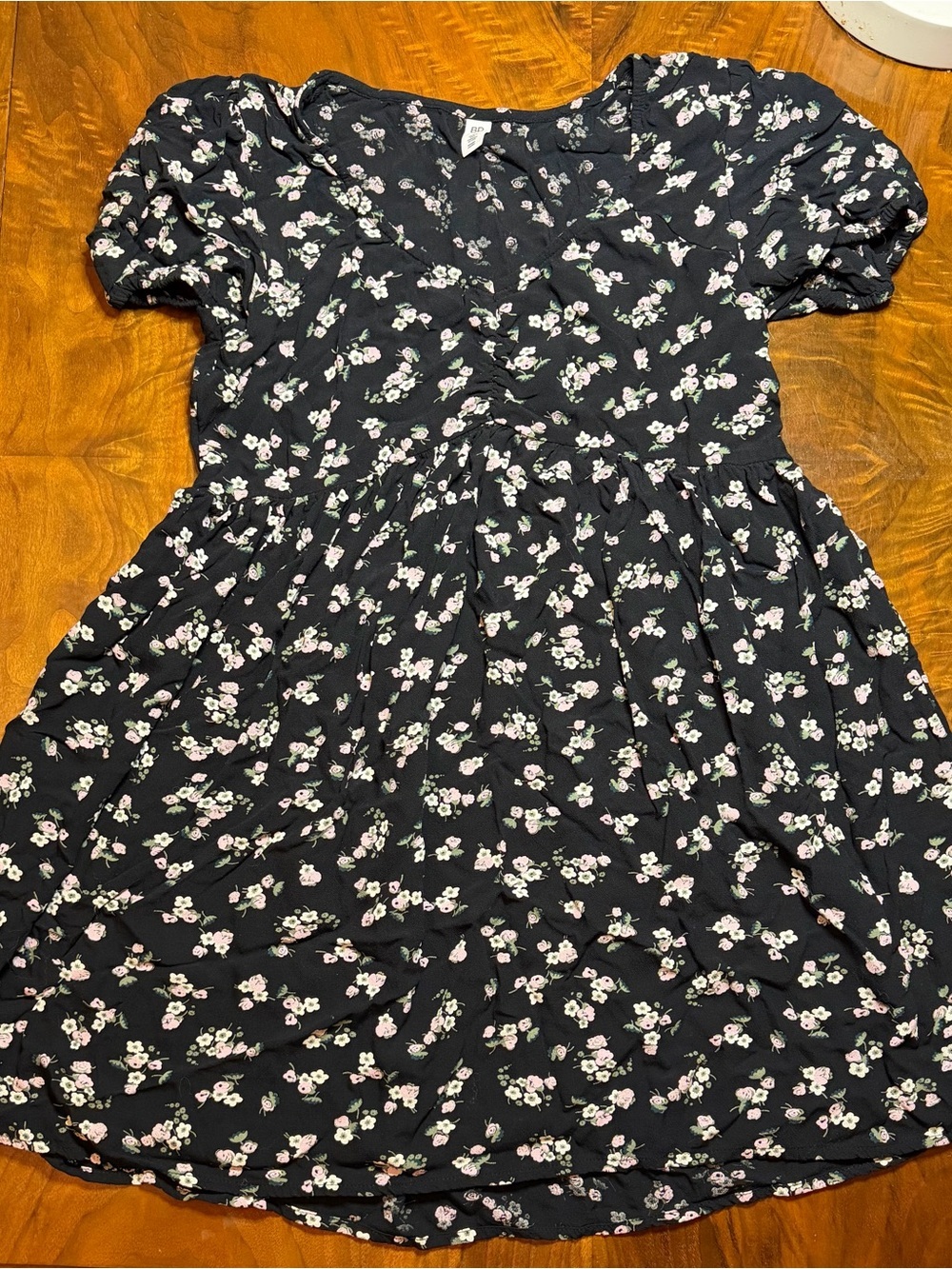 BP. Nordstrom S Black Floral Babydoll Dress | Puff Sleeve V-Neck | Ditsy Floral